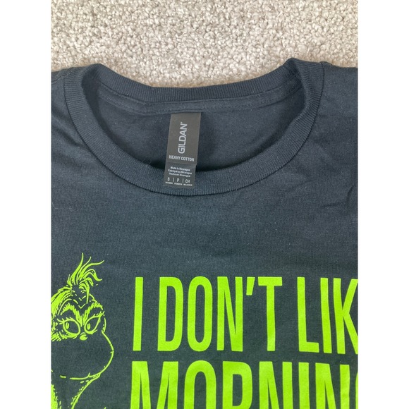 The Grinch I Dont Like Morning People T Shirt Black Neon Green Dr Seuss Small - Picture 2 of 6